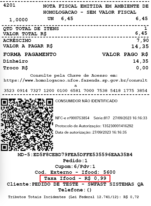Exibir Taxa adicional do Ifood na Conferência de Pedido no PDV 1.png